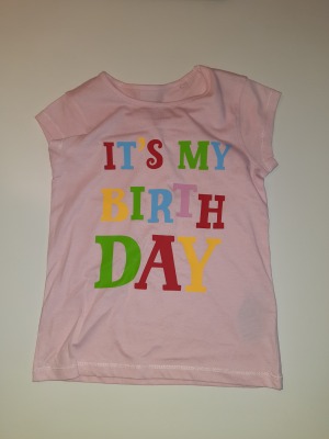 Second Hand T-Shirt Gr. 116 It s my Birthday - bedrucktes T-shirt rosa für Kinder