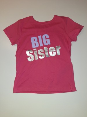 Second Hand T-Shirt Gr. 110 Big Sister - bedrucktes T-shirt pink für Kinder