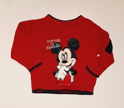 Second Hand Pullover Gr. 68 Babyclub Micky Maus - Pulli rot für Kinder