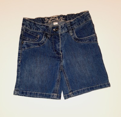 Second Hand kurze Hose Jeans mit verstellbarem Bund Gr. 140 - shorts in blau für Kinder