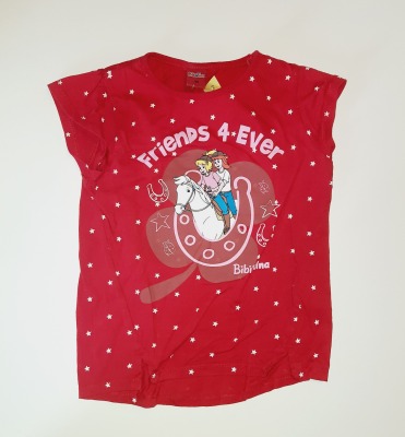 Second Hand T-Shirt Gr. 128 Bibi &amp; Tina - rotes T-shirt für Kinder