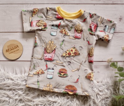 Sofortkauf Handmade T-Shirt Foodstuff Gr 98 aylica - Nähen ist Liebe - selbst genähtes T-Shirt für Kinder