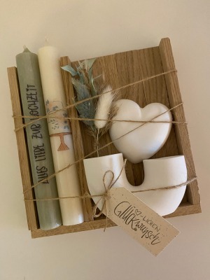 Sofortkauf Handmade Geschenkset von Hofladen Herzenswerk - Handmade Kerzenset zur Hochzeit