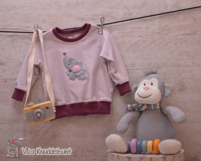 Sofortkauf Handmade Raglan Shirt für Mädchen Süßer Elefant Gr 68 von Villa Knuddelbunt -