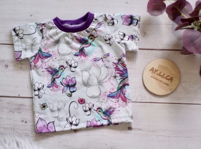 Sofortkauf Handmade T-Shirt Kolibri Gr 68 aylica - Nähen ist Liebe - selbst genähtes T-Shirt für Babys