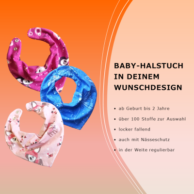 Bestellung Handmade Baby-Halstuch Wasserfalloptik Wunschdesign 0-2 Jahre Nachtfalter-kreativ - Handmade Babyhalstuch