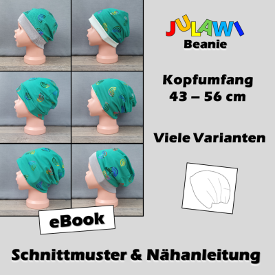 Schnittmuster/Nähanleitung Beanie KU 43-56 cm JULAWI - eBook: Schnittmuster zum Ausdrucken