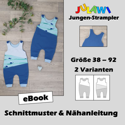 Schnittmuster/Nähanleitung Jungen-Strampler Gr 38-92 JULAWI - eBook: Schnittmuster zum Ausdrucken