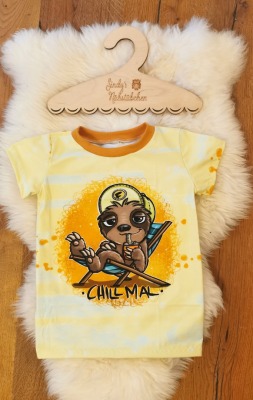 Sofortkauf Handmade Faultier T-Shirt Gr 122 Sindys Nähstübchen - Handmade T-Shirt für Kinder