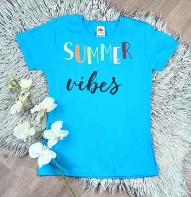 Sofortkauf bedrucktes T-Shirt für Mädchen summer vibes Gr 152 - bedrucktes T-Shirt für Mädchen