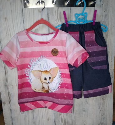 Sofortkauf Handmade Set aus Shirt &amp; Hose in Pink/Weiß und Jeans Gr 116 Sisis Nähträume -