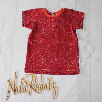Sofortkauf Handmade T-Shirt kurzarm Sprenkel rot Gr 104 von NahtRabatz - handgenähtes T-Shirt für