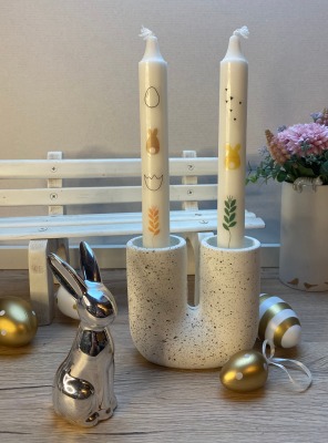 Sofortkauf Handmade weiße Stabkerze Ostern von Miss Amber - Handmade Kerze zu Ostern