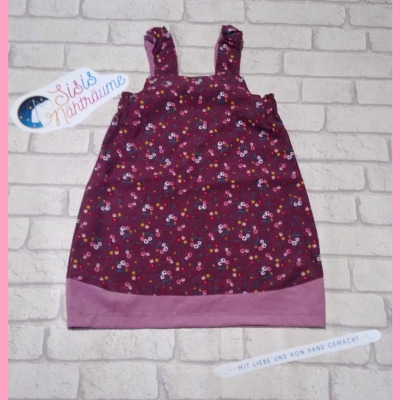 Sofortkauf Handmade Cord Kleid in Bordeaux mit Streublümchen Gr 98/104 Sisis Nähträume - Handmade