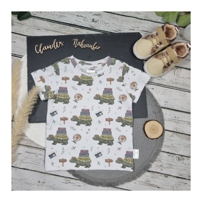 Sofortkauf Handmade Turtle on Tour T-Shirt Gr 92 Claudi s-Nähzauber - handgefertigtes T-Shirt