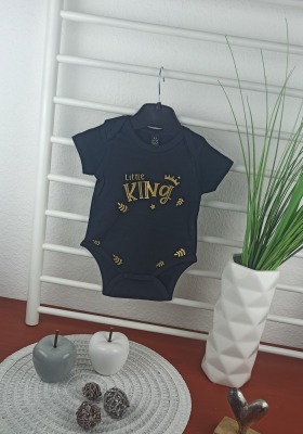 Kauf auf Bestellung bedruckter Body black für Babys Little King Gr 56-80 Kinderfloh - bedruckter