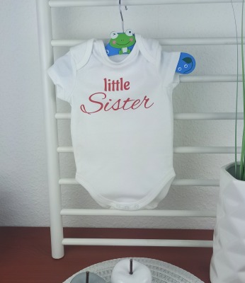 Kauf auf Bestellung bedruckter Body white für Babys little Sister Gr 50-80 Kinderfloh - bedruckter