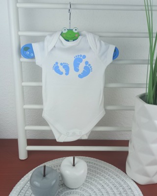 Kauf auf Bestellung bedruckter Body white für Babys Babyfüße Gr 50-80 Kinderfloh - bedruckter