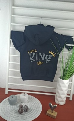 Sofortkauf bedruckter Hoodie in schwarz für Jungs Little King Gr 116 - bedruckter Hoodie für Jungs Little King