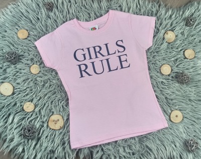 Sofortkauf bedrucktes T-Shirt für Mädchen Girls Rule Gr 104 - bedrucktes T-Shirt für Kinder Girls