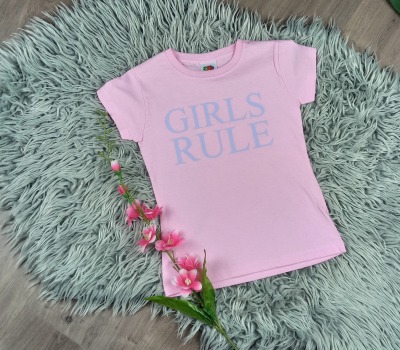 Kauf auf Bestellung bedrucktes T-Shirt light pink für Mädchen Girls Rule Gr 104-116 - bedrucktes