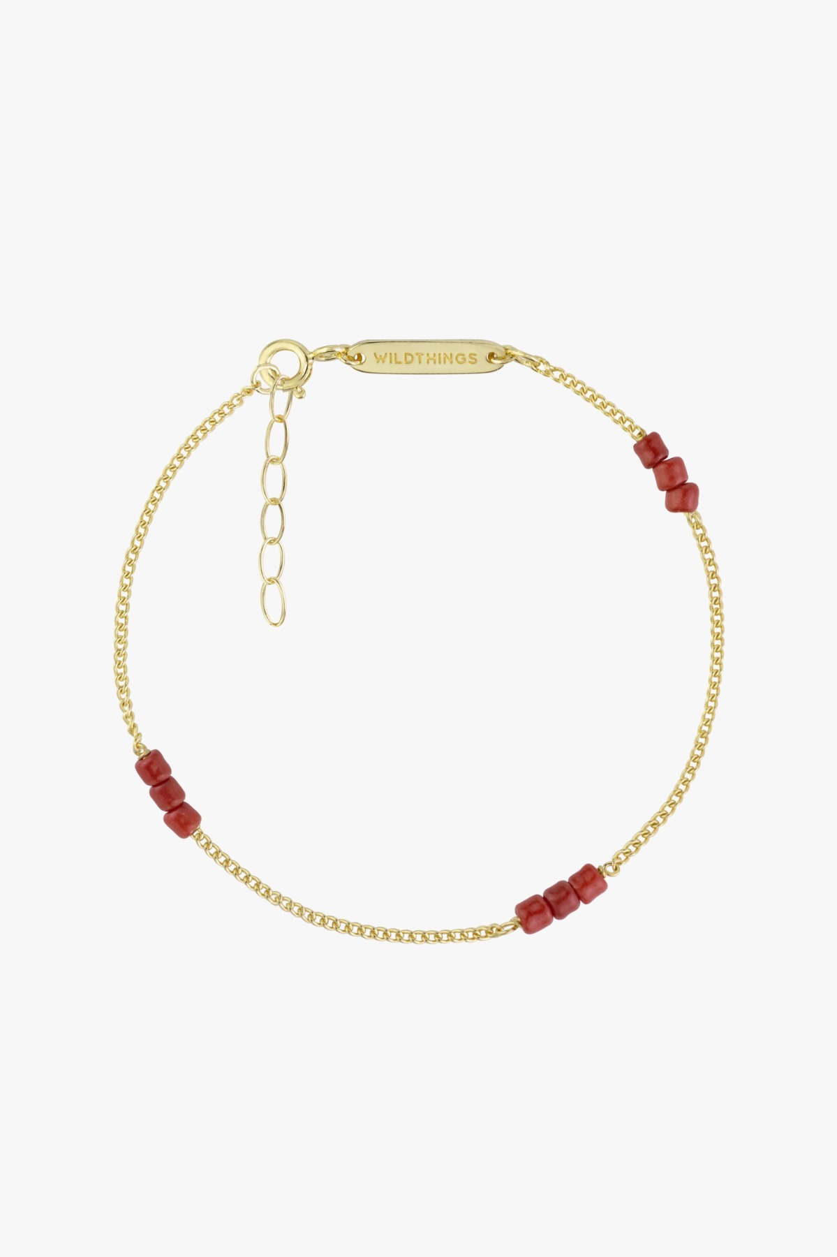 Triple red beads bracelet gold plated