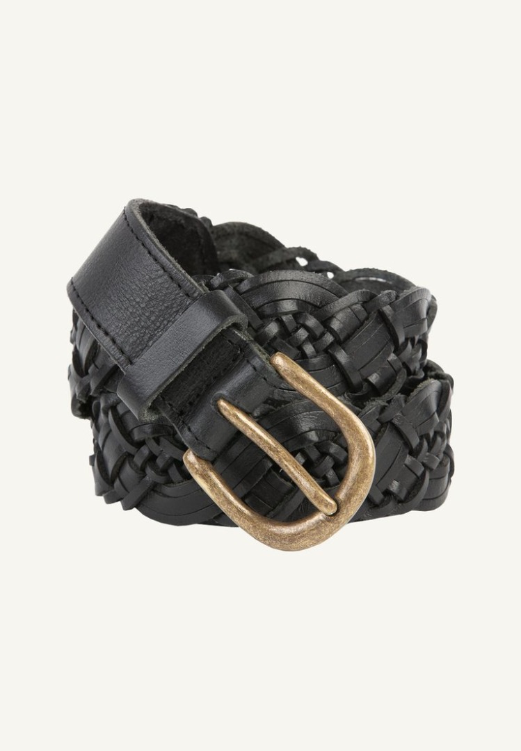 by-bar - braided leather belt - black