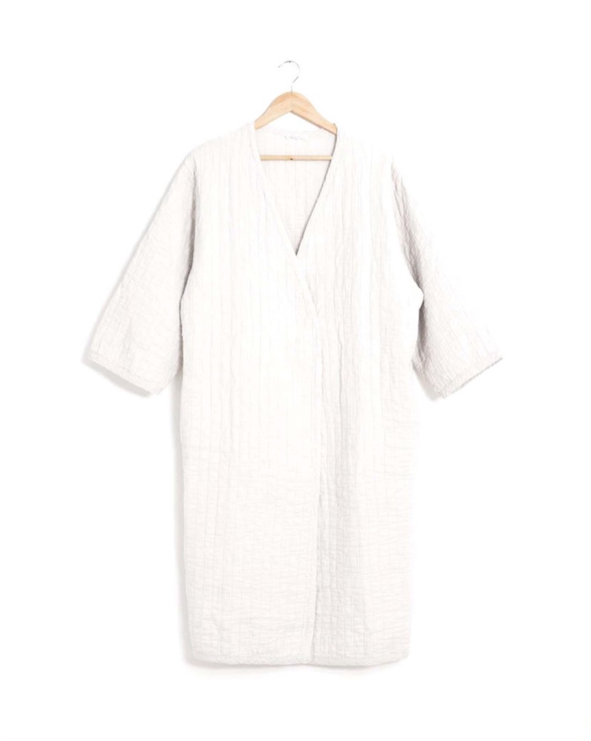 BEAUMONT ORGANIC - Adeline Organic Cotton Dressing Gown In Off White