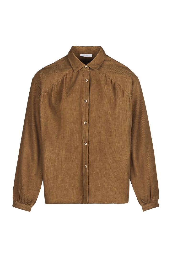 by-bar amsterdam - lola cord blouse - dry khaki 5