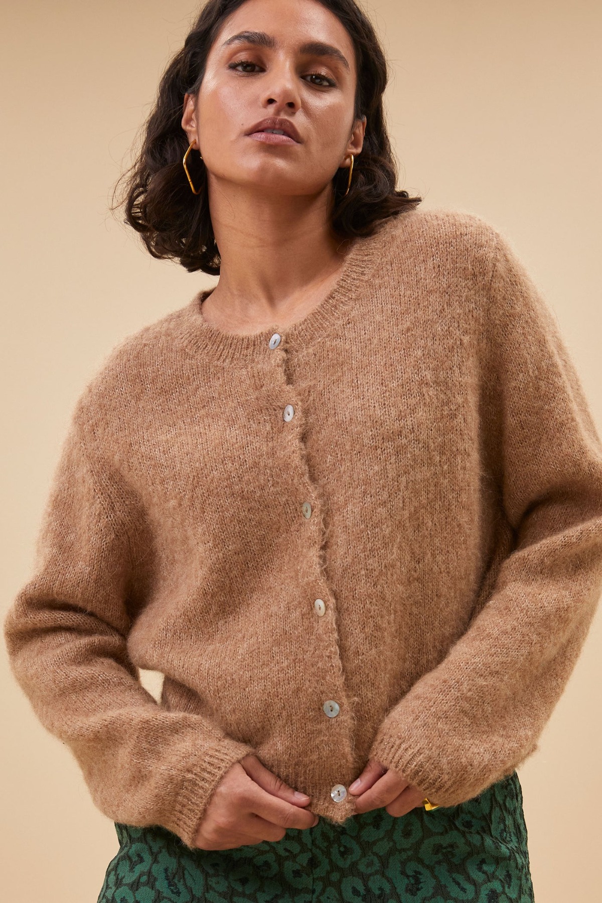 by-bar amsterdam - cleo natural cardigan | camel