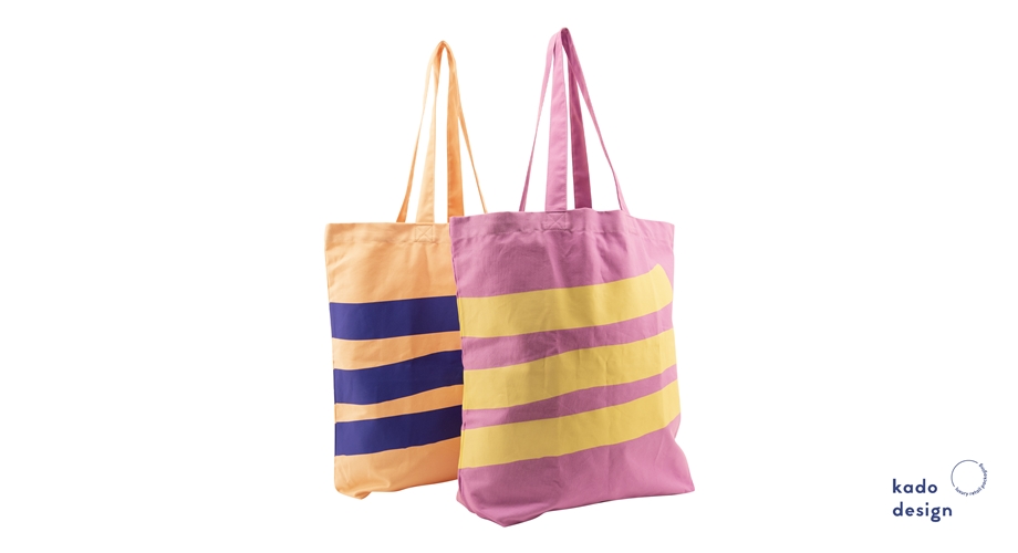 Kadodesign - Cotton Bag Jantien Baas Stripes - Purple Yellow 3
