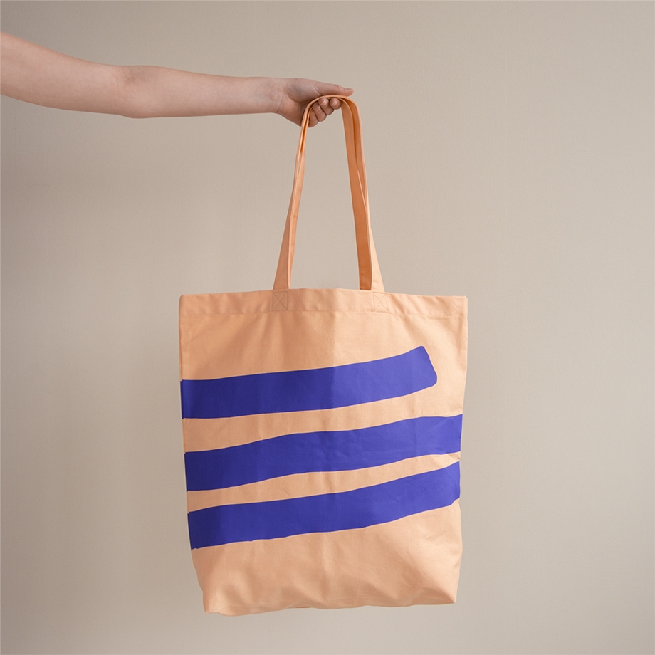 Kadodesign - Cotton Bag Jantien Baas Stripes - Apricot Blue