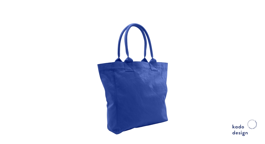 Kadodesign - Luxury cotton bag - stuffed handles - medium cobald