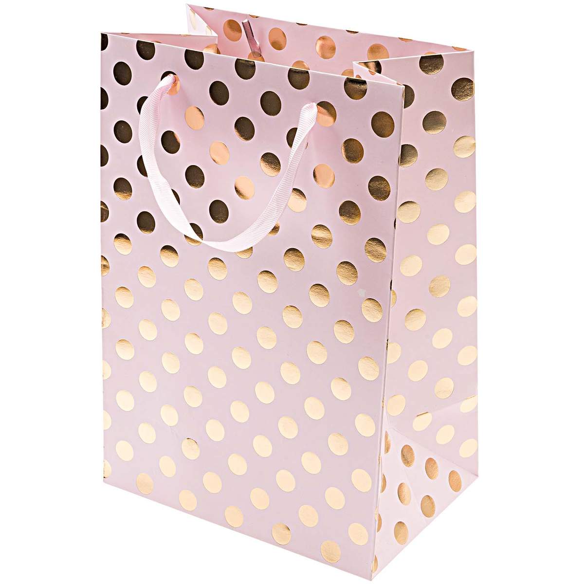 RICO Design - Rico Design Geschenktüte rosa Punkte gold 18x26x12cm
