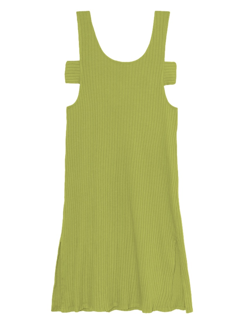 Clo Stories - Norah organic ribbed dress in lime 3