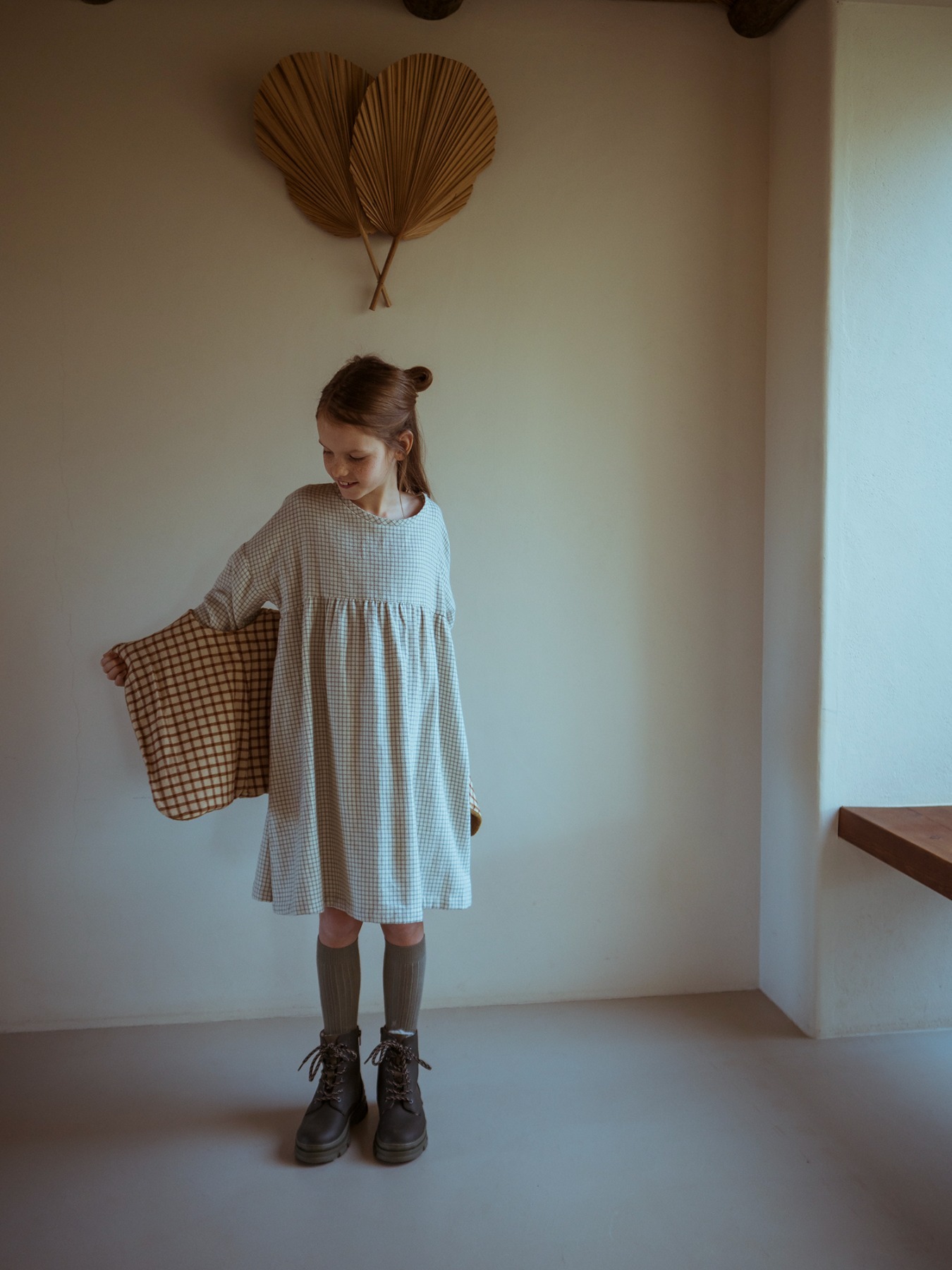 Monkind - Silver Checked Oversized Dress - KIDS 4