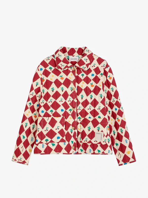 Bobo Choses - Harlequin printed quilted cropped jacket 3