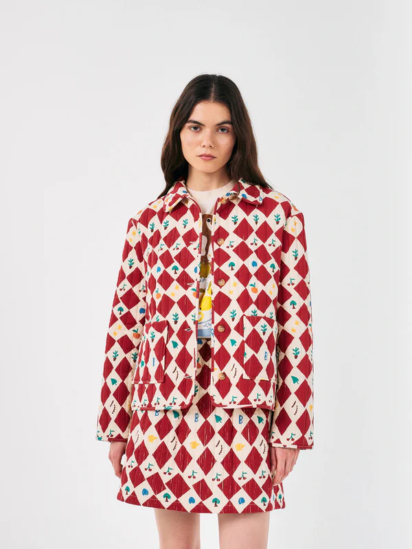 Bobo Choses - Harlequin printed quilted cropped jacket