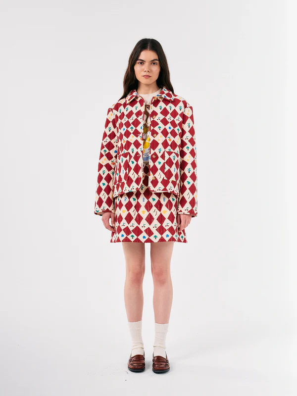 Bobo Choses - Harlequin printed quilted cropped jacket 2