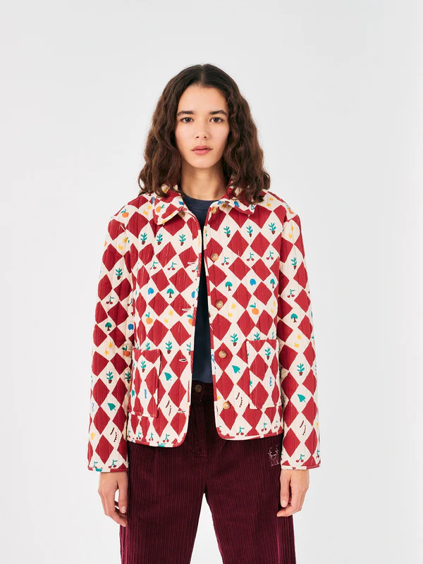 Bobo Choses - Harlequin printed quilted cropped jacket 5