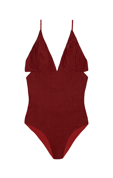 Clo Stories - Anne ribbed reversible swimsuit in terracotta 2