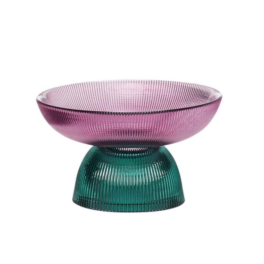Hübsch - Bowl glass pink/green - ONLINE EXCLUSIVE