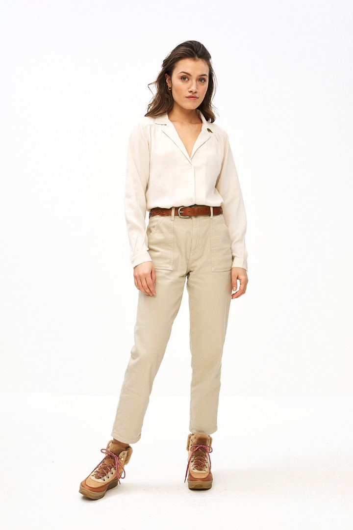 by-bar - smiley twill pant - sand