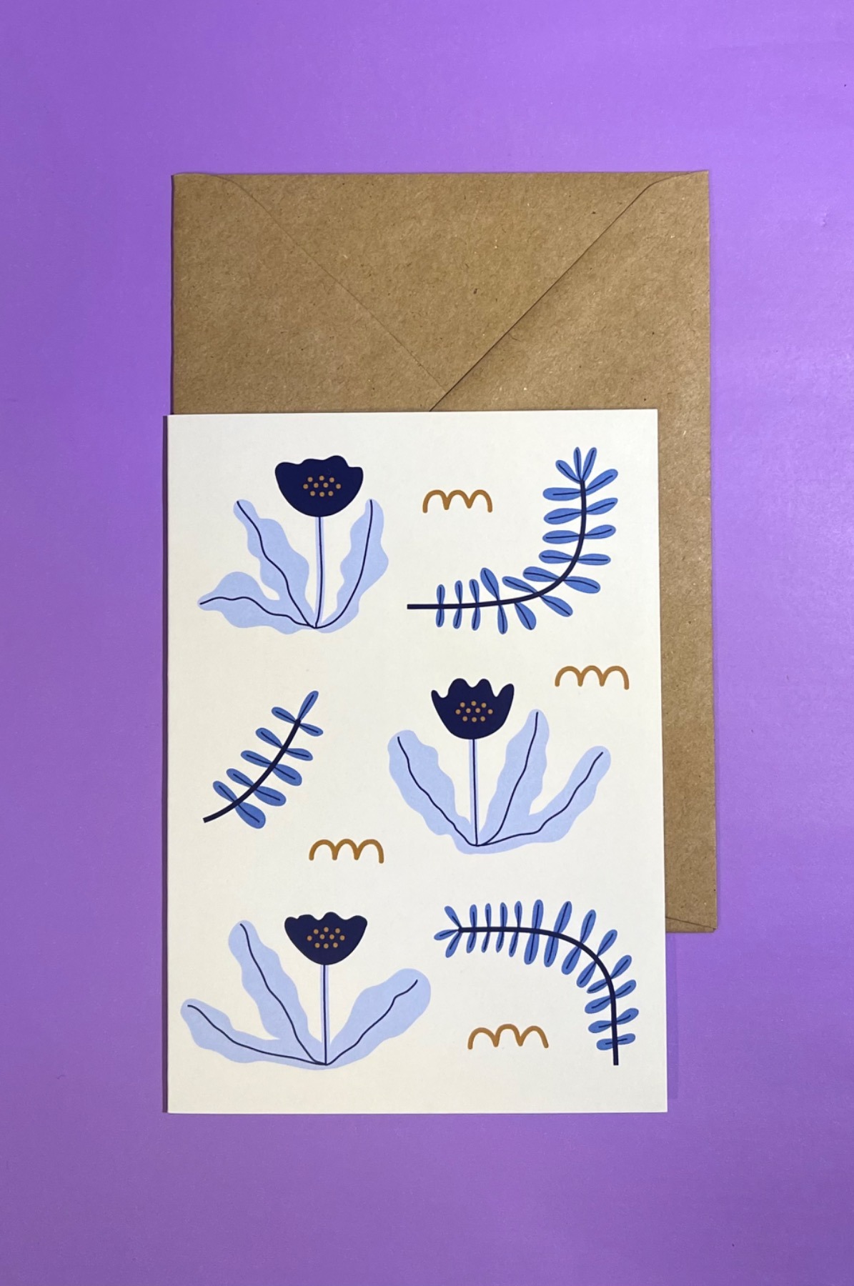 Klappkarte - blaue Blumen