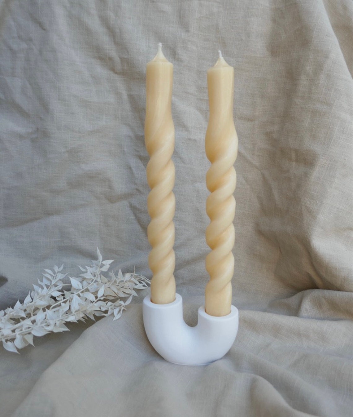 Mykiro - Kerzenhalter aus Keramik - weiß 2