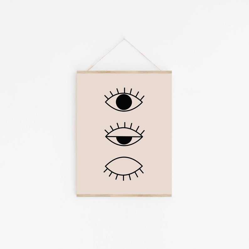 Kunstdruck - Line Drawing Eye Beige/Black A4