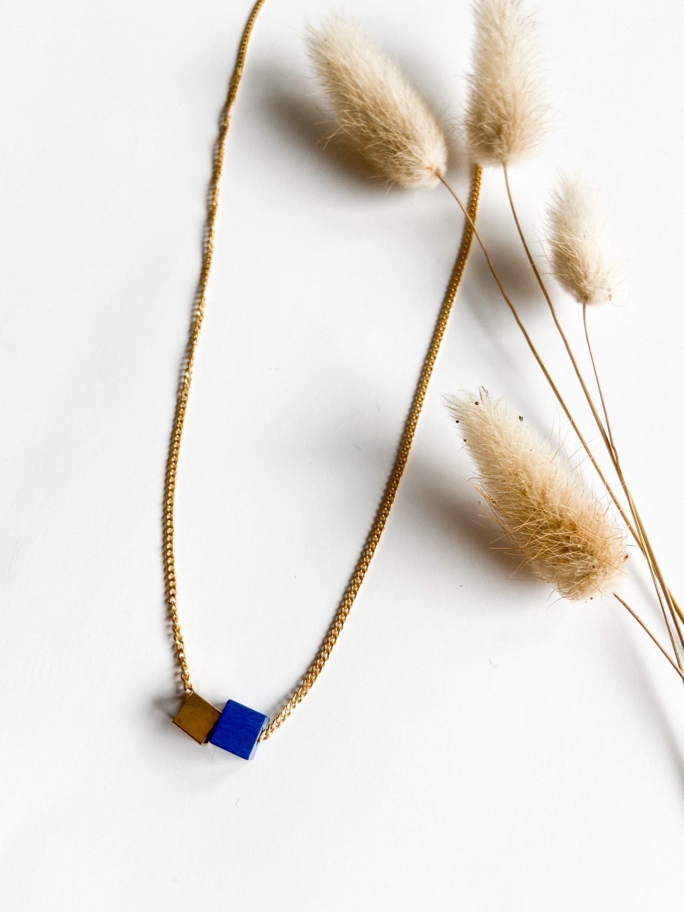 POTIPOTI Accessories - Wood Kette short - blau/gold - 45cm 2