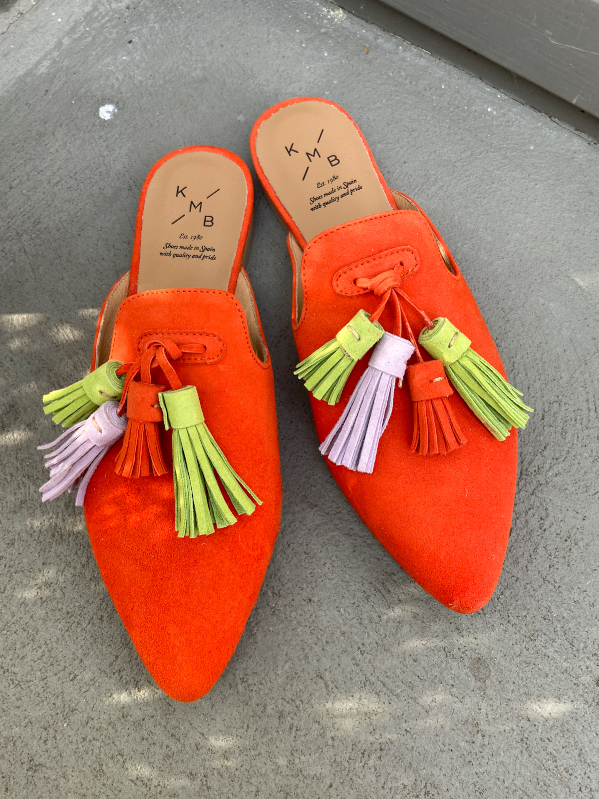 KMB Shoes - Mules ANTE mit Quasten - RED LIME / NEON / LILA