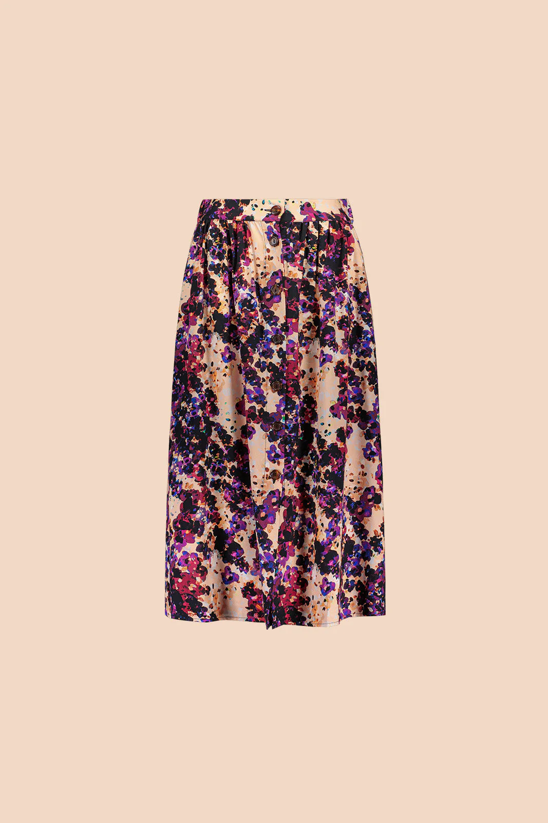 Kaiko - Crepe Button Skirt - Purple Moss 3