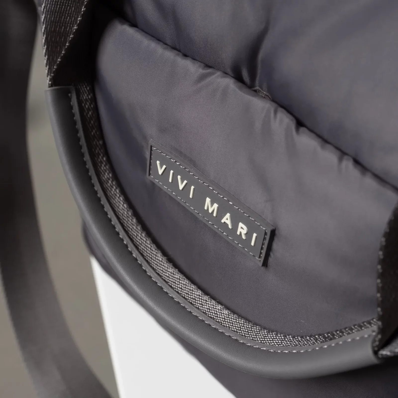 VIVI MARI - padded tote bag small strap basic woven slim - taupe 8